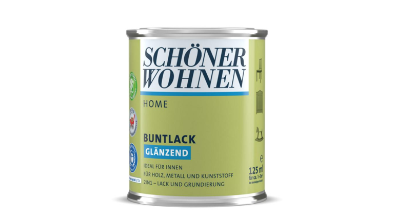  125 ml-Dose glänzender Buntlack der Marke "Schöner Wohnen", geeignet für Holz, Metall und Kunststoff, 2in1 - Lack und Grundierung